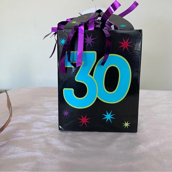 Happy 30th Birthday Set Pink Crystal Tiara and Black BDay Bag Balloon Weight - Picture 7 of 7